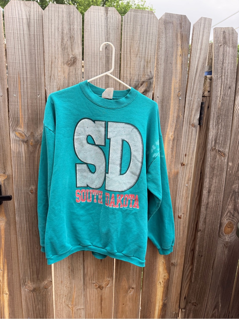Vintage Teal South Dakota SD Pullover Sweatshirt Size XL